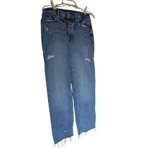 Old Navy 'Sky Hi Straight' Light Blue Distressed Straight Leg Jeans - 6